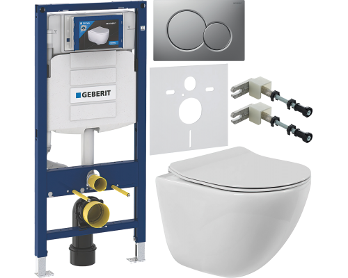 Комплект Унитаз подвесной BelBagno Amanda BB051CHR безободковый + Крышка BB2034SC с микролифтом + Инсталляция Geberit Duofix UP 320 111.300.00.5 + Кнопка Sigma 01 115.770.JQ.5 лакированная, матовый хром + Крепления 111.815.00.1 к стене + Шумоизоляция 156.