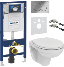 Комплект Унитаз подвесной Ideal Standard Eurovit K881201 безободковый + Крепления Geberit Duofix 111.815.00.1 к стене + Шумоизоляция 156.050.00.1 + Инсталляция UP 320 111.300.00.5 + Кнопка Sigma 01 115.770.21.5 хром