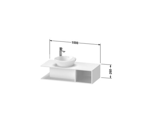 Duravit D-Neo Тумбочка подвесная компакт 100x48х26см., раковина, 1 открытое отделение на правой стороне, цвет: белый высокоглянцевый. 2328400000,  DE491902222