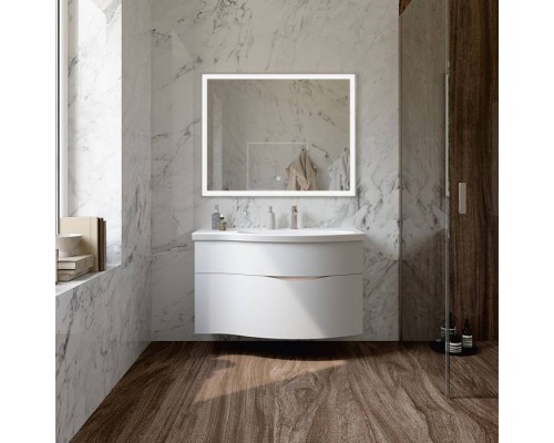 Kerama Marazzi Riva Тумба подвесная 100см, правая, с раковиной, цвет: белый матовый. RV.wb.100Rh,  RV.100Rh\WHT.M
