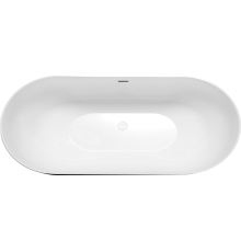 Акриловая ванна Grossman Classic GR-2502MB 160x80 см, отдельностоящая, черная, овальная, с каркасом, со сливом-переливом