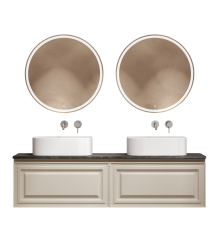 Мебель для ванной комнаты Sancos Very 160, beige soft, столешница черный мрамор TT160A1, раковина CN6052