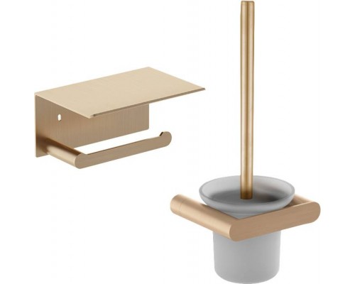 Набор Ершик Nofer Verona 16877.G золотой + Держатель 16876.G золотой, с полкой для телефона