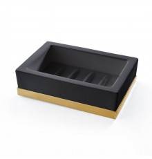 3SC Mood Deluxe Black Мыльница настольная, композит Solid Surface, цвет: чёрный матовый/золото 24к. . MDN01AGD