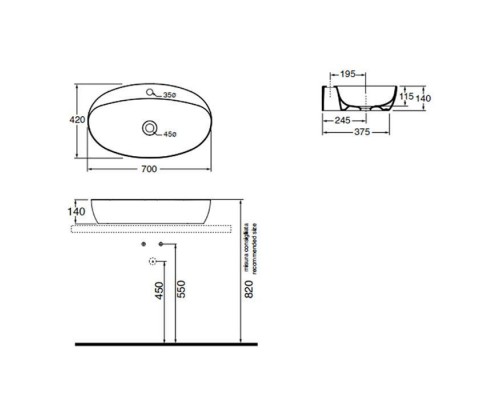 Azzurra Elegance Circle Раковина накладная, 70x42xH14 см, 1 отв., без перелива, цвет: Bianco lucido. ELLA070420CMBI/(ECI70M bi)*1 Azzurra Elegance Circle Раковина накладная, 70x42xH14 см, 1 отв., без перелива, цвет: Bianco lucido. ELLA070420CMBI/(ECI70M bi)*1