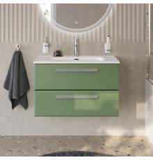 Тумба с раковиной Cezares Eco Cer-N 80, фисташковый софт, раковина Duet 80, ручки серые