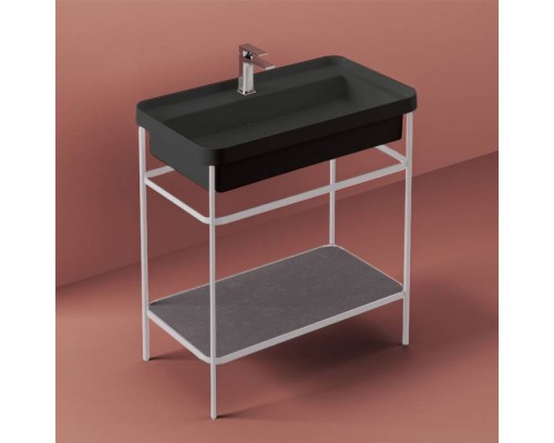 Artceram FUORI SCALA Металическая структура 40x77хh83см с раковиной на 1 отв, Fuori Scala rettangolare 80, напольная, цвет: белый матовый/черный матовый. ACA057 05,  TFC004 41 00,  TFL035 17 00 *1