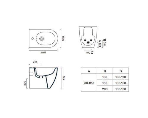Catalano Sfera Биде напольное 55х35см., с 1 отв. под смеситель, цвет: белый глянцевый. 0519551001,  9056080000