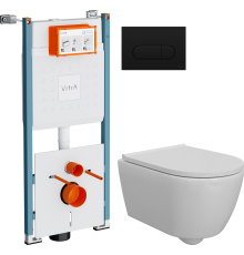 Комплект Унитаз подвесной DIWO Коломна 0700 + Инсталляция VitrA V-Fix Core 732-5800-01PV + Кнопка Root Round 740-2211 черная матовая
