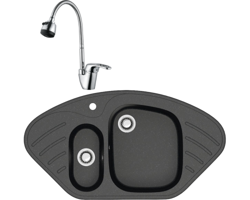 Комплект Мойка кухонная Domaci Болонья М-23-007 антрацит + Смеситель Ливорно WFD04163B
