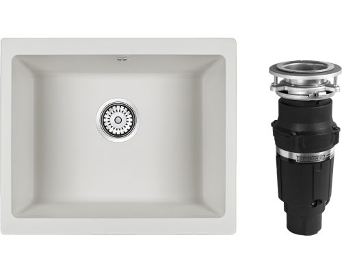 Комплект Мойка кухонная Paulmark Gera 60 PM205546-WH белый + Измельчитель Bone Crusher BC 610-AS