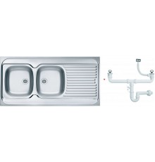 Alv 1009084 Classic 100 Мойка накл. левая, 0,6 мм, NAT-1½ 1200х600х160 мм, 2 чаши, крыло, шк 1200 1009084