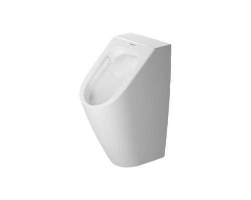 Duravit ME by Starck Писсуар подвесной, Rimless 0,5л., без смывного края, подача воды сзади, с вытяжкой, сток горизонтальный, включая крепление, модель без bdquo;мушки, цвет: белый. 2809300000