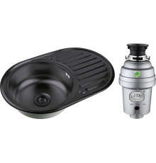 Комплект Мойка кухонная Zorg Inox PVD SZR 7750  GRAFIT графит + Измельчитель Inox D ZR-56 D