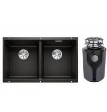 Комплект Мойка Blanco Subline 350/350-U черная + Измельчитель KUCHENSTERN Muhle