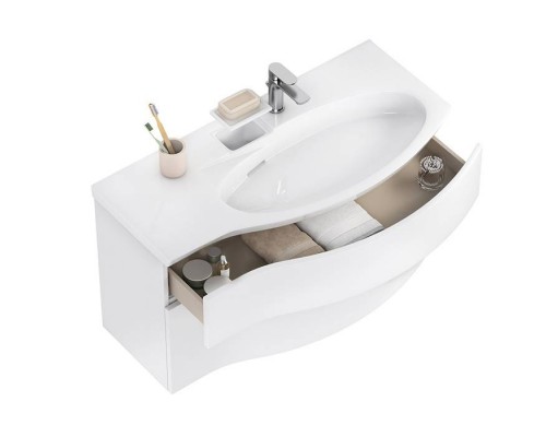 Kerama Marazzi Riva Тумба подвесная 100см, правая, с раковиной, цвет: белый матовый. RV.wb.100Rh,  RV.100Rh\WHT.M