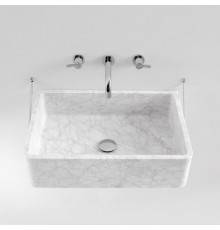 Agape Carrara Раковина 63х40х16 см, без отв., прямоугольная, с доп. креплением, мрамор Carrara, цвет: белый. ACER0730SMC *0