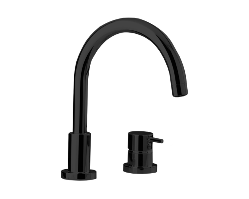 Cisal Less New Смеситель на борт ванны, на 2 отв., с донным клапаном, излив: 21см, цвет черный матовый. LN00125040