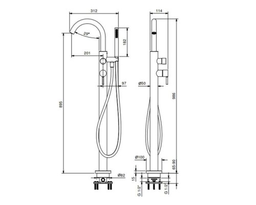 Fantini Nostromo Смеситель для ванны, напольный, цвет: хром. 44 00 R080A,  50 02 E880B