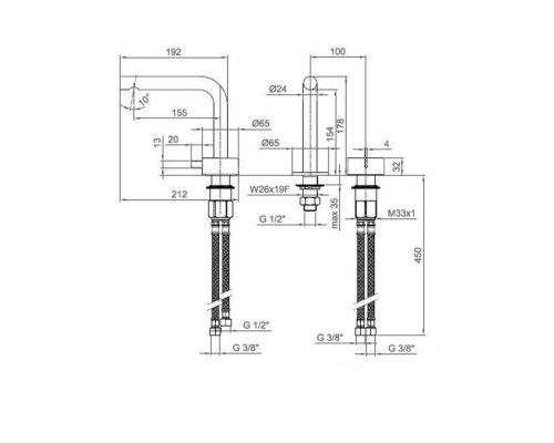 Fantini AF/21 Смеситель для раковины, 2 отв., излив: 155 мм, цвет: Matt Copper PVD. 27 P9 A104WF