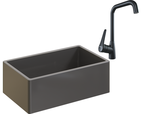 Комплект Мойка кухонная Domaci Сиена 50276-112 антрацит + Смеситель STWORKI WFD04007GA черный матовый