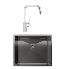 Комплект Мойка Rivelato Rinox 5444 UN PVD black + Смеситель Grohe Eurosmart