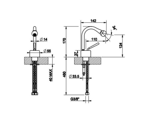 Gessi Goccia Смеситель для биде на 1 отверстие, с фиксированным носиком, цвет: хром. 33807#031