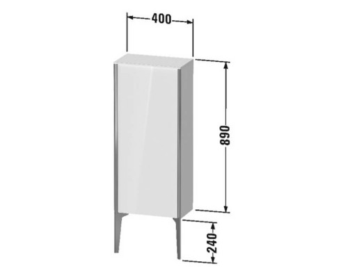 Duravit XViu Шкаф подвесной 40x24x89см, с 1 дверью, 2 стеклянными полками (петли справа), цвет: walnut dark/черный матовый. XV971500000,  XV1305RB221