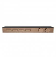 Gessi Hi-Fi Термостат для душа, с вкл. до 4 источников одновременно, с полкой из черного мат. стекла, внешняя часть, цвет: Copper Brushed PVD. 63026#708