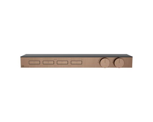 Gessi Hi-Fi Термостат для душа, с вкл. до 4 источников одновременно, с полкой из черного мат. стекла, внешняя часть, цвет: Copper Brushed PVD. 63026#708