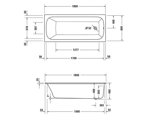 Duravit Qatego Ванна 180х80см., встраиваемая, акриловая, цвет: белый. 700613000000000