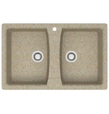 Кухонная мойка AZARIO Elmas 780х500х190 двойная, искусственный мрамор, цвет песочный (CS00078334)