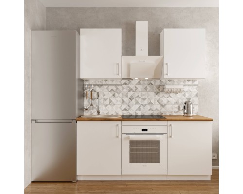 Кухонный гарнитур Domaci Болонья 180 см, фасад белый, ручка хром, столешница дуб вотан KUH-767458