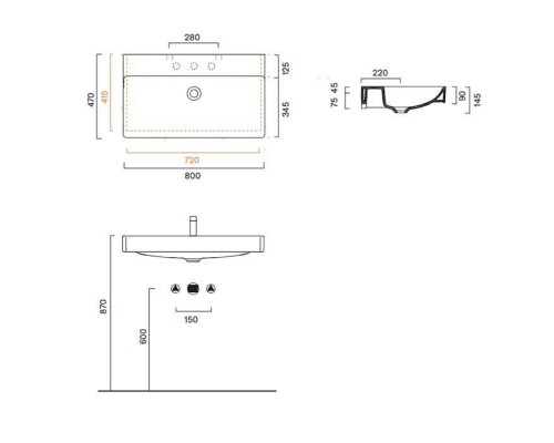 Catalano Green Раковина 80х47см, без отв., цвет: белый глянцевый. 0420800001