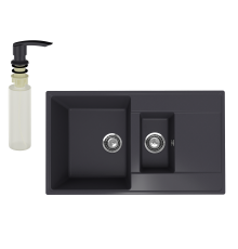 Мойка кухонная Ulgran Quartz Prima 860 космос + дозатор UQ 02 космос