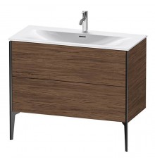 Duravit XViu Тумба подвесная 101x48x59.1см, с раковиной, 2 ящика, цвет: walnut dark/черный матовый. 2344100000,  XV971500000,  XV43030B221