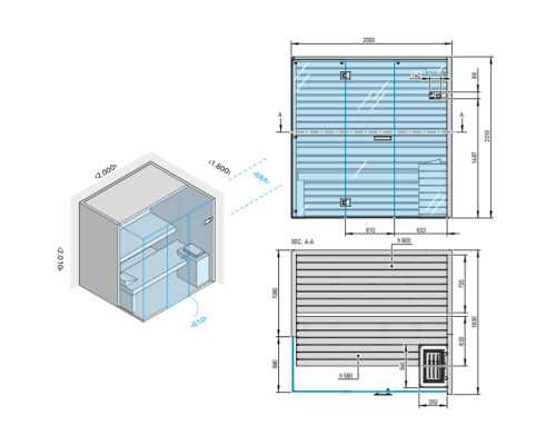 Effegibi Sky Corner 80 Био-Сауна 200x180x201см, угловая DX, цвет: канадский хемлок. BI 55 40 0018 Effegibi Sky Corner 80 Био-Сауна 200x180x201см, угловая DX, цвет: канадский хемлок. BI 55 40 0018