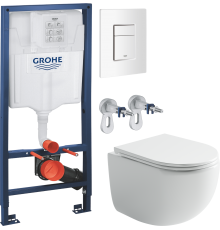 Комплект Унитаз подвесной Ceramicanova UP Rimless CN4007 белый + Инсталляция Grohe Rapid SL 38772SH0 3 в 1 с панелью смыва