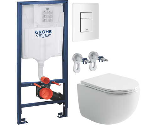 Комплект Унитаз подвесной Ceramicanova UP Rimless CN4007 белый + Инсталляция Grohe Rapid SL 38772SH0 3 в 1 с панелью смыва