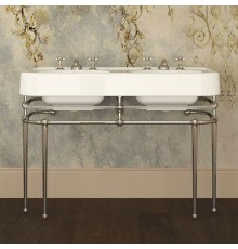 DevonDevon Crystal Memphis Консоль 123.8х55.7см, с двойной раковиной на 3 отв, плексигласс, напольный, цвет: глянцевый никель/плексигласс/белый. DEWDBLUES3FBI,  DDCRYMEMPHNK