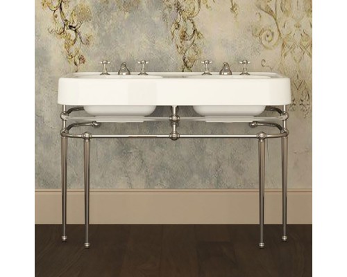 DevonDevon Crystal Memphis Консоль 123.8х55.7см, с двойной раковиной на 3 отв, плексигласс, напольный, цвет: глянцевый никель/плексигласс/белый. DEWDBLUES3FBI,  DDCRYMEMPHNK