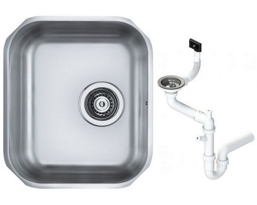 Alv 1009392 Variant 40 Мойка U, 1 чаша, 0,8 мм, SAT, 3½ 340х400х180 мм+сифон 1130550 1009392