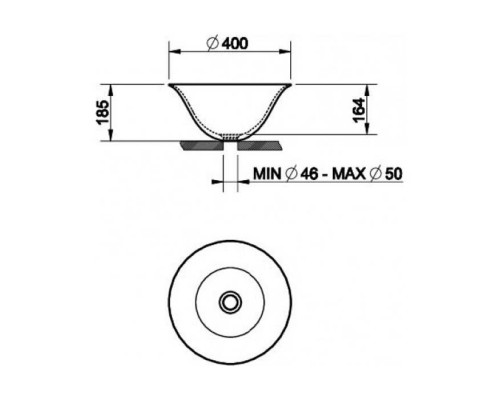 Gessi Goccia Раковина 40х18.5 см, без отв., цвет: платина. 39125#519