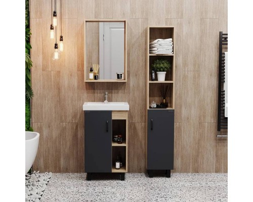 Мебель для ванной комнаты Onika Тимбер 50 напольная, серая матовая, дуб сонома