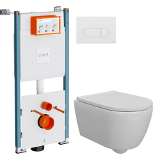 Комплект Унитаз подвесной DIWO Коломна 0700 + Инсталляция VitrA V-Fix Core 732-5800-01PV + Кнопка Root Round 740-2200 белая глянцевая