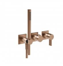 Gessi Inverso Rigato Смеситель для душа, настенный, с переключателем и ручным душем, цвет: Copper Brushed PVD. 73536#708