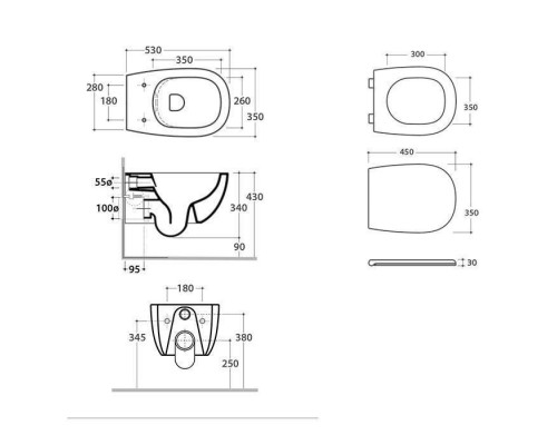 Globo Daily Унитаз подвесной безободковый 53x35см, сиденье микролифт, цвет: белый матовый. DNS02BO,  DNR20BO