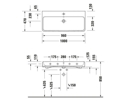 Duravit Qatego Раковина 100х47см., 1 отв., накладная, цвет: белый. 2382100027