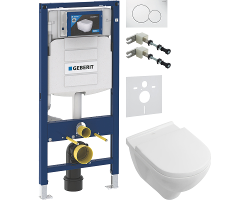 Комплект Унитаз подвесной Villeroy   Boch O.Novo 5660HR01 alpin, безободковый + Крепления Geberit Duofix 111.815.00.1 к стене + Шумоизоляция 156.050.00.1 + Инсталляция UP 320 111.300.00.5 + Кнопка Sigma 01 115.770.11.5 белая