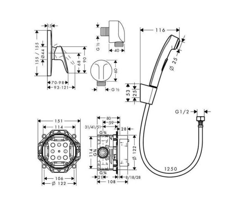 Hansgrohe Logis, Смеситель для душа, встраиваемый, внешняя часть, Цвет: хром. 71605000 Hansgrohe Logis, Смеситель для душа, встраиваемый, внешняя часть, Цвет: хром. 71605000
